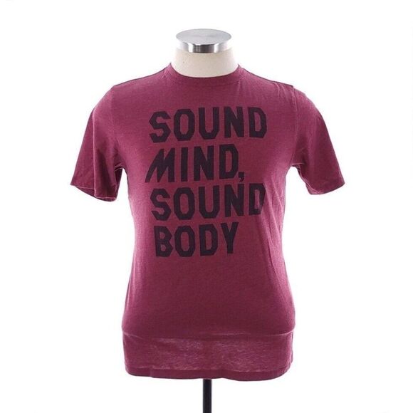 Asics Mens Sz Small Solid Burgundy Short Sleeve Crew Neck Active Gym T-shirt - Picture 1 of 6